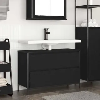 vidaXL Waschbeckenunterschrank 2 Schubladen 34,5 x 60 x 34,5 cm Schwarz