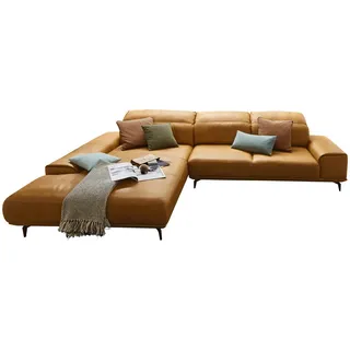 Musterring Ecksofa MR 2490, Gelb, Metall, Echtleder, Longlife-Leder, 4-Sitzer, Ottomane links, nicht einzeln stellbar, L-Form, 342x207 cm, Goldenes M, Typenauswahl, Fußauswahl, Lederauswahl, Stoffauswahl, seitenverkehrt erhältlich, Hocker Rücken echt, Wohnzimmer, Sofas & Couches, Wohnlandschaften, Ecksofas