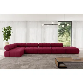 altdecor Ecksofa modulares Sofa Favio-L3 - 475x190x70 cm Bordeauxrot Velours