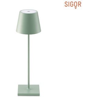 SIGOR LED Akku-Tischleuchte NUINDIE, IP54, 2.2W 2700K / 2200K (Flex-Mood) 180lm, rund, dimmbar, salbeigrün SIG-4508601