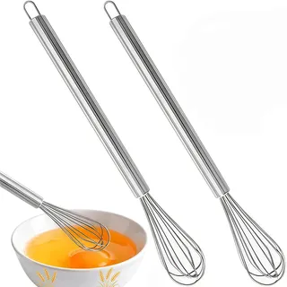 Mini Schneebesen Set aus Edelstahl, 2 Stück Robuste Handschneebesen,23cm Mini Rührbesen,für Tasse & Küche, Ideal zum Schlagen von Sahne, Eiklar, Milchaufschäumen und Rühren von Teig (Spülmaschinenfest