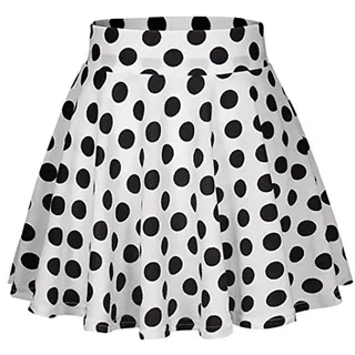 YEBIRAL Damen Rock Einfarbig Polka-Punkt Elegante Sexy Hoher Taille Super Weich Dehnbar und Leicht Freizeit Plissiert MiniRöcke(L,Weiß) - L