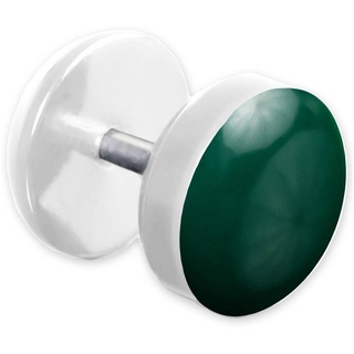 viva-adorno Fake-Ear-Plug 1 Stück Ohrstecker Edelstahl Acryl weiß mit farbig emaillierter Front grün