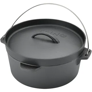 TAINO Dutch Oven 4L Gusseisen Ø 25cm Feuertopf Deckelheber Grillzubehör Dopf