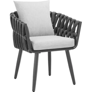 Tectake tectake® Stuhl, mit Aluminiumgestell, im Rope-Design, höhenverstellbare Kunststofffüße, 61 x 60 x 73 cm