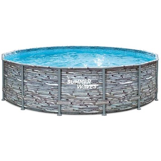 Summer Waves Elite Frame Pool | Aufstellpool rund | Komplettset | Steinoptik | Ø 427x107 cm
