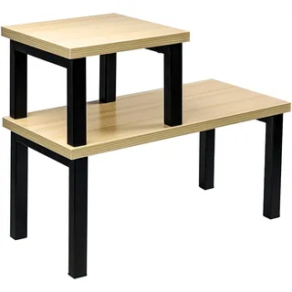 Coradoma Gewürzregal 2er Set Küchenregal Stapelbar aus Holz - Regal Organizer für Küche - Küchenorganizer für Gewürze Aufbewahrung klein und stehend - Küchenhelfer Arbeitsplatte Eckregal