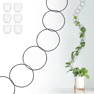 Winmany Kettenspalier für Kletterpflanzen, für drinnen und draußen, Rankenpflanze, Metall, rund, Sechseck, Topf, Zimmerpflanze, Garten, Rankgitter (18 Stück, rund)