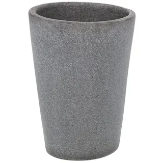 WENKO Zahnputzbecher Pebble Stone, Zahnbürstenhalter in Steinoptik, natürlicher Look, aus hochwertigem Kunststein gefertigt, Ø 8 x 9,8 cm, Grau