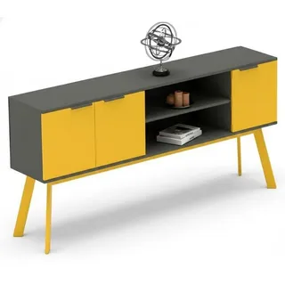 JVmoebel Sideboard Büroschrank mit Stauraum und Fächern in zeitlosem Design (1 St., Sideboard), Made in Europa gelb