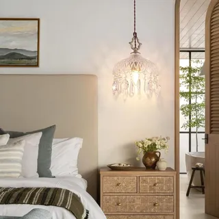 AroimRex Vintage Kristall Kronleuchter klein for Kücheninsel Hängelampe Bauernhaus Messing Gold verstellbare Hänge Deckenleuchte for Schlafzimmer Café Restaurant Spüle Tischbeleuchtung