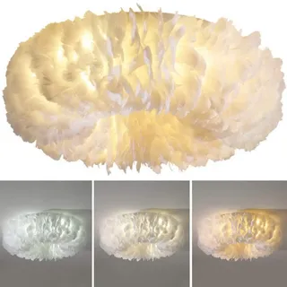 E27 Nordische Kreative Decke Lampe Persönlichkeit Romantische Feder Restaurant Deckenleuchte Wohnzimmer Stoff Deckenlicht Für Kinderzimmer Hängeleuchte Prinzessin Schlafz Zimmer Deckenleuchte,50cm