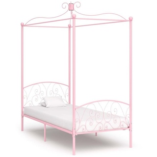 furnicato Bett Himmelbett-Gestell Rosa Metall 100 x 200 cm rosa
