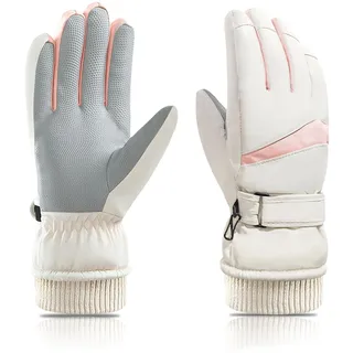 Feelorna Damen Winter Ski Handschuhe, Winddicht Thermische Touchscreen Handschuhe wasserdichte Surface&Fleece gefütterte Winter Warme Handschuhe für Skifahren Radfahren Outdoor Sport