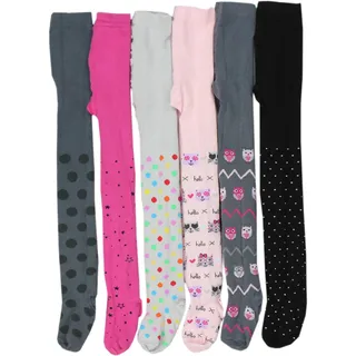 TupTam Strumpfhose Mädchen Bunt Gemustert 6er Pack – Warme Strickstrumpfhosen für Herbst und Winter, Farbe: Farbenmix 2, Kinder Größe: 92-98 - 92-98
