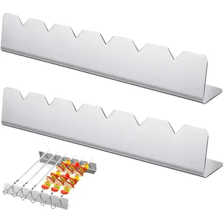 Persiiious 2 Stück Grill Spieße Rack, Edelstahl Spieße Halte, für 6, Schaschlik Aufsatz, 30 * 4.5 * 3cm Grillspießhalter aus Edelstahl, für Gasgrill, Holzkohlegrill, Outdoor-Grill