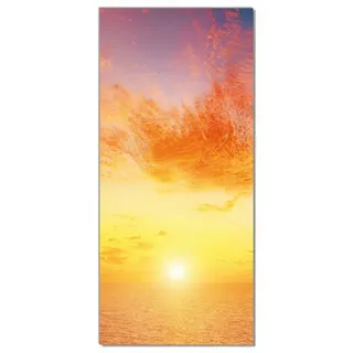 Wallario Türtapete Sonnenuntergang über dem Meer - rote Wolken und blauer Himmel, glatt, ohne Struktur rot 1 m x 2.2 m