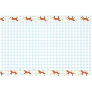 Partydeco Papiertischdecke 180 x 120 cm Kariert mit Pferde Muster Blau