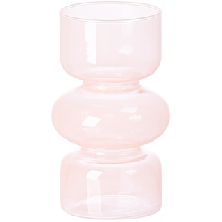 BestAlice Klare Vasen für die Dekoration, Glas-Hydrokultur-Blumenvasen, 7-Zoll-Vasen aus Farbigem Glas für Blumen, Dreischichtige Glas-Funky-Vasen für Wohnzimmer, Hochzeit, Tafelaufsatz,(Rosa)