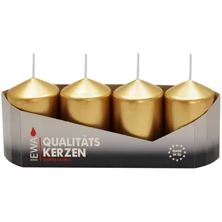 4er Tray Stumpenkerzen Gold lackiert, Größe ca. 40 x 60 mm Adventskerzen Weihnachtskerzen Säulenkerzen