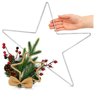 com-four® Weihnachts-Hänger Stern aus Metall, Adventsdekoration mit Zweigen | Zapfen und Beeren - Weihnachtsdeko zum Aufhängen an Tür - Fenster oder Wand - Raumschmuck