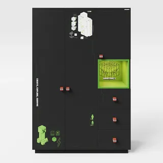 Phoenix Group AG Kleiderschrank Minecraft 3-türig mit Beleuchtung 0 x 0 x 0 cm Schwarz