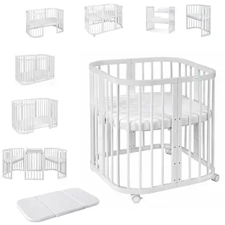 Waldin Babybett 7in1 Weiß 77 x 0 cm