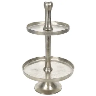 Bubble-Store Etagere Servierständer, Aluminium, (HxØ pro Platte) ca. 67 x 40 / 32 cm, 1-tlg., Aluminium gebürstet), Große Etagere 2 Etagen silberfarben