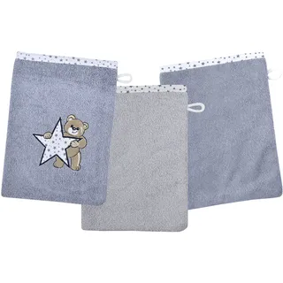 Wörner Teddy/Stern Waschhandschuh 15 x 21 cm grau 3 St.