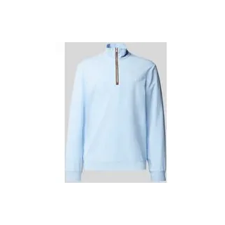 Regular Fit Troyer aus Baumwoll-Mix, Hellblau, M