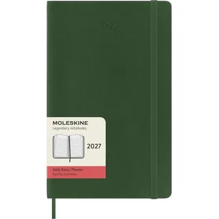Moleskine 12 Monate Tageskalender 2027, Large/A5, 1 Tag = 1 Seite, Weicher Einband, Myrtengrün