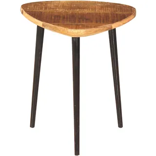 SIT Möbel Couchtisch | dreieckig | Tischplatte 25 mm Mango-Holz natur | Metallgestell schwarz | B 40 x T 37 x H 37 cm | 14344-01 | Serie SIDNEY