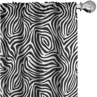 ABAKUHAUS Streifen Vorhänge, Gardinen, Zebra-Haut-Muster, Fensterbehandlungen für Wohnzimmer Schlafzimmer Dekor, 2 Stück 75 cm b x 175 cm h, Schwarz-Weiss