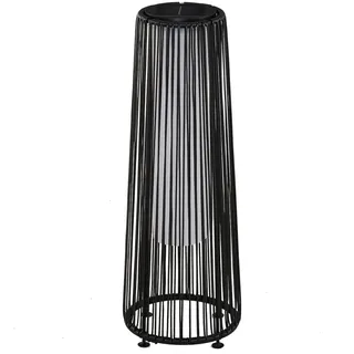 Outsunny Solarleuchte Rattan Metall 21,5 x 21,5 x 61 cm 1 Stück schwarz