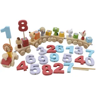 Woodily Wooden Toys - Geburtstagszug Holzeisenbahn Spielzeug ab 1-99 Jahr Geburtstagskerzen Junge Mädchen Geburtstagsteller Geburtstagskranz Geburtstagsring Nachhaltig Montessori Geburtstagsgeschenk