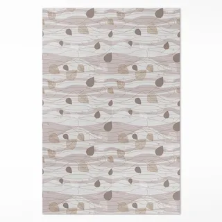 wallfluent Boho-Blätter Teppichboden 100 x 150 cm Beige/Grau
