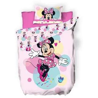 Disney Minnie Mouse Kinderbettwäsche Kinder-Bettwäsche Set – 140x200 cm Bettbezug & Kissen 65x65 cm rosa