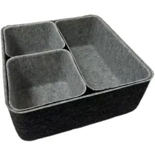 Aufbewahrungsbox 4tlg. Stoff Grau