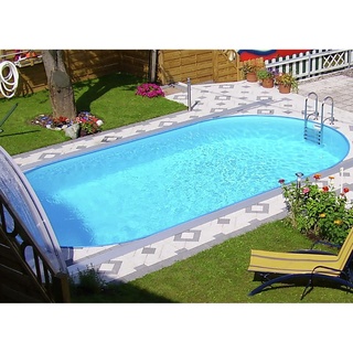 Steinbach Aktionsangebot Stahlwand Swimming Pool Set "Styria oval" inkl. Pool Starterset Chlor,blaue Poolfolie,490 x 300 x 120 cm