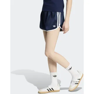 Shorts ADIDAS ORIGINALS "SATIN 3S SPRINTER", Damen, Gr. L, N-Gr, night indigo, weiß, normal, gr., Obermaterial: 100% Polyester, Hosen Shorts