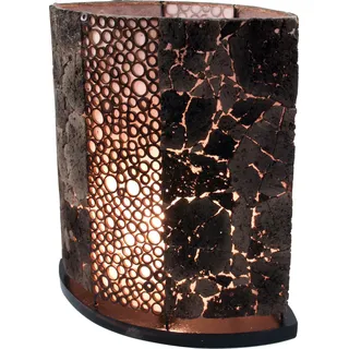 GURU SHOP Tischlampe/Tischleuchte, in Bali Handgemacht aus Naturmaterial, Lavastein, Bambus - Modell Nelius Stein, Size:40 cm (41x30x16 cm)
