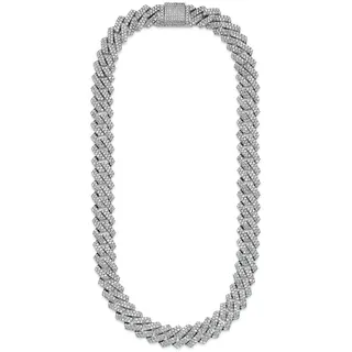 Bruno Banani Collier Schmuck Geschenk breite Cubankette mit Glitzersteinen messingfarben / kristallweiß