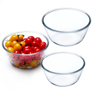NUTRIUPS 3-teiliges Glasschüssel Set, transparentes Rührschüssel-Set, Salatschüssel Glas Rund Glasschüsseln für die Küche (1L + 1,6 L + 2,1 L)