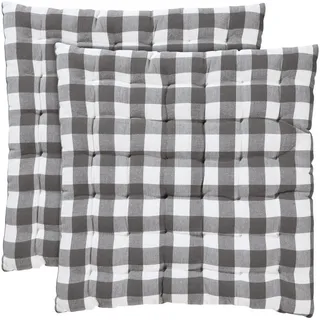 REDBEST Stuhlkissen Stuhlkissen "Nashville" 2er-Pack, Karo/Landhaus grau