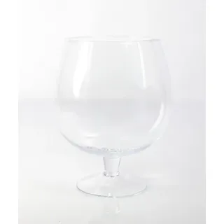 INNA-Glas Glas Kugelvase - Brandy Glas Liam mit Fuß, klar, 24cm, Ø 19cm - Glasvase, Glas weiß