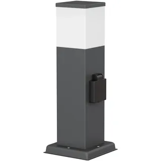 ledscom.de Wegelicht / Pollerleuchte POLLY für außen, IP44, 35 cm, anthrazit, 1x G9 max. 10W, Steckdose