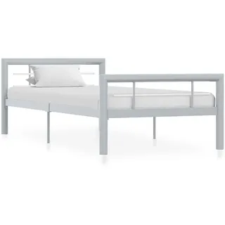 vidaXL Bettgestell 90 x 200 cm Grau/Weiß