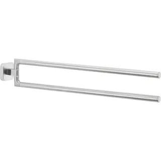tesa ESTEETIC Bad Handtuchhalter, 2-armig und schwenkbar, verchromt - rostfrei, zur Wandbefestigung ohne Bohren, inkl. Klebelösung - 50mm x 74mm x 448mm