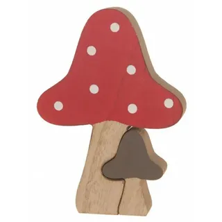 Holzpilz Dekopilz Pilz Deko Herbstdeko Herbst Holz Puzzle 2-tlg. 13x9cm (G05)