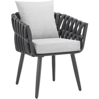 Tectake Stuhl Lugano Gartenstuhl 61 x 60 x 73 cm dunkelgrau